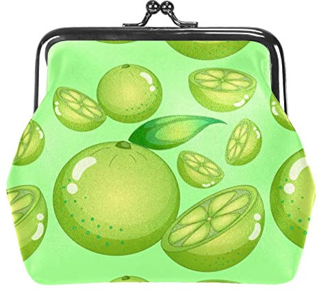 Limes Green Lemon Fruit Pattern Coin Purse Vintage Pouch Buckle Clutch Bag Kiss-Lock Change Purse Clasp Closure Wallets for Women Girl, Mehrfarbig 14, Einheitsgröße, Taschen-Organizer