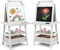 GOPLUS 3 in 1 Standtafel für Kinder, Magnetisches Whiteboard & Kreidetafel, Doppelseitiger Staffelei mit Aufbewahrungsbox, Maltafel, Schreibtafel, Kindertafel ink. Malpapier und Magneten (Weiß)