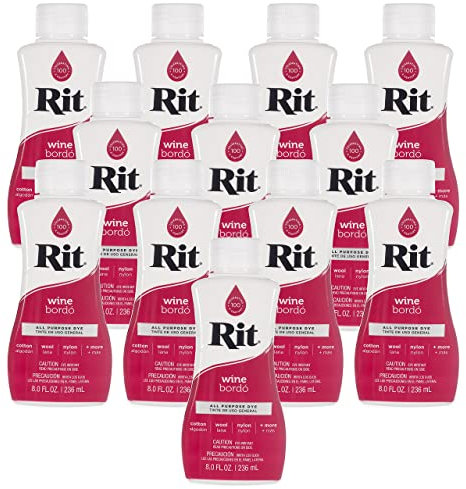 Rit Dye - Tinte líquido para tela de 8 onzas para ropa, decoración y manualidades, color vino (paquete de 12)