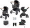 Ickle Bubba Cosmo 2-in-1-Kinderwagen | Cabrio-Sitz, wendbar, luxuriöse Stoffe, UPF 50+ Verdeck, großer Korb, Quick-Release-Räder, verstellbarer Griff, inklusive Wickeltasche und Matte (Graphitgrau)