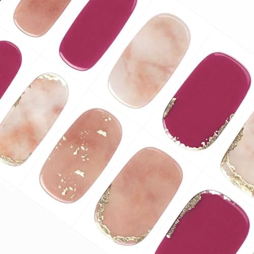 DANNI & TONI Semi Cured Nail Wraps Marble Pattern Foil Stamping Soft Self-Adhesive Gel Nail Stickers(Marble Veins),Salon-Quality Gel Nail Polish Strips Manicure Stickers Set 28Pcs