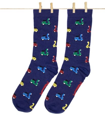 Roits Herren Lustige Vespa Blau Socken 41-46 - Bunte Witzige Socken, Odd Fun Socks Geschenke Accessoires
