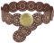 LIMHOO Breite Scheibengürtel für Damen Leder Aushöhlen Runde Gürtel Boho Western Taille Gürtel (A Braun Klein)