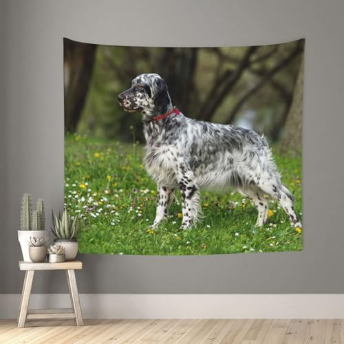 EgoMed Wandteppich, Wandteppich, langlebige Wanddekoration, Wandteppich für Wohnzimmer, 152 x 130 cmEnglischer Setter Rasen Haustiere Hunde Englischer Setter