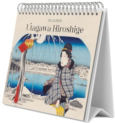 Grupo Erik Kalender 2025 Tischkalender Hiroshige Kalender 2025 Familienplaner Tischkalender 2025 zum Aufstellen 20 x 17 cm Jahreskalender 2025, Hellblau