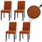Lot de 4 chaises de Salle à Manger Littau, Chaise de Cuisine à Dossier Haut, Tissu/Textile Velours Bois - Terracotta, Pieds foncés