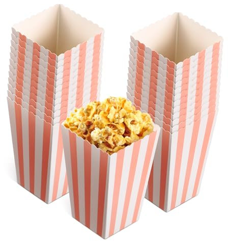 Ciieeo 48 Piezas Caja De Palomitas De Maíz Rosa Recipientes Para Palomitas Bolsas Individuales Para Fiestas De Cumpleaños
