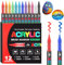 Funnasting 12 Colours Acrylic Paint Pens, Soft Brush Tip Acrylic Marker Pens, Acrylic Paint Markers for Colouring, Glass, Fabric, Egg, Rock Painting and DIY Crafts Art Supplies