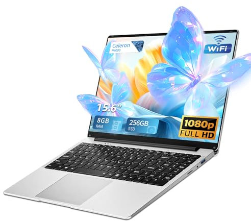 Zonatrix Ordenador Portátil 15.6'', 8GB RAM DDR4 256GB SSD Portátil, Win11 PC Portatil Celeron N4000 CPU, Ultradelgado y Laptop con TF Card Slot, IPS 1980 * 1080 Pantalla, Mini HDMI/USB3.0/BT5.0