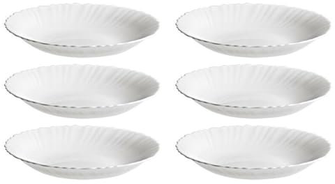 AC - Pack de 6 Platos Hondos - Modelo Titán - Ø 23 cm - Vidrio Opal - Apto para lavavajillas y microondas - Ideal para el hogar, Cocina y hostelería