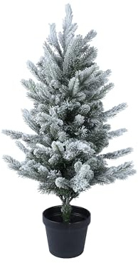 Tannenbaum künstlich im Topf 60cm hoch D.40cm - platzsparend & wiederverwendbar - Kleiner Deko Christbaum - Weihnachtsdeko & Winterdeko - Grün/Weiß