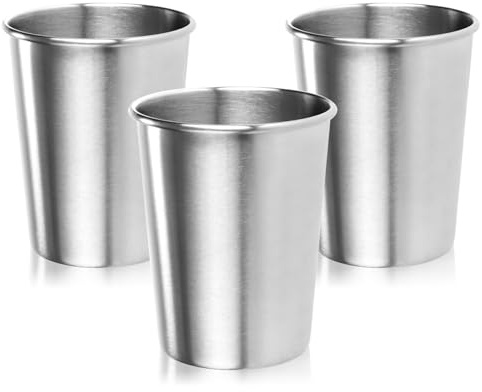 Robin Goods® 3x Edelstahl-Trinkbecher 250 ml | leichte Campingbecher aus Edelstahl 304 - robuste, bruchsichere Reisebecher für Outdoor, Camping & Alltag