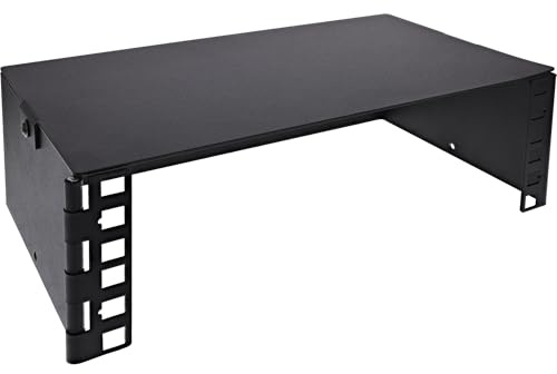 Inline 10 Zoll Mini Rack zur Wandmontage mit 2HE, Stabile Halterung für Netzwerkkomponenten aus Metall, Pulverbeschichtet, Schwarz, 15,2cm Tiefe, 10102B