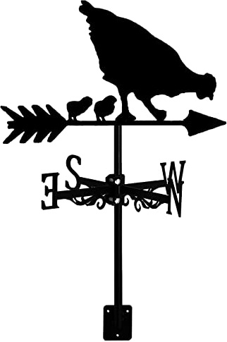 Uikdjgu Poule et Poussins Girouette - Silhouette RéTro Poule Girouette - Indicateur de Direction du Vent DéCoratif pour Ferme en Plein Air