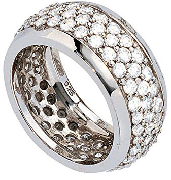 Schmuck Krone Breiter Ring Damenring mit Zirkonia rundum 925 Silber Silberring, Ringgröße:Innenumfang 60mm ~ Ø19.1mm