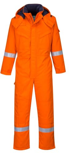 Portwest FR53 Bizflame Work FR Insulated Coverall Long Sleeve Rule Pocket | Orange, Large, EN 61482-1-2 Class 2, EN ISO 11612, EN 1149-5, Secure Fit, Concealed Zip Opening, Action Back, Flame Resistant