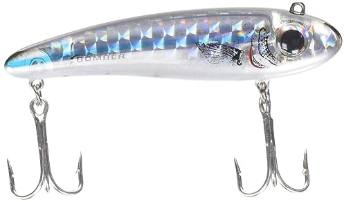 Bomber Lures Mullet Slow-Sinking Twitch, Walking Saltwater Fishing Lure, Excellent for Speckled Trout, Redfish, Stripers and More, 3 1/2, 5/8 oz, Silver Mullet