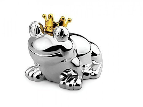 Brillibrum Design Spardose Froschkönig für Kinder Frosch mit Krone versilbert anlaufgeschützt Kindersparbüchse Süße Geschenkidee