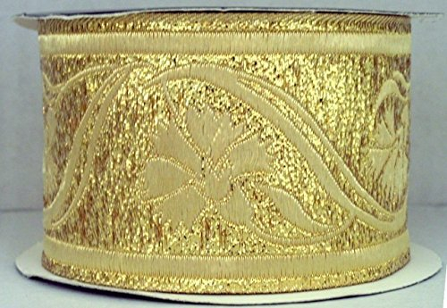 10m Brokat Borte Webband 35mm breit Farbe: Lurex-Gold von 1A-Kurzwaren 35070-go