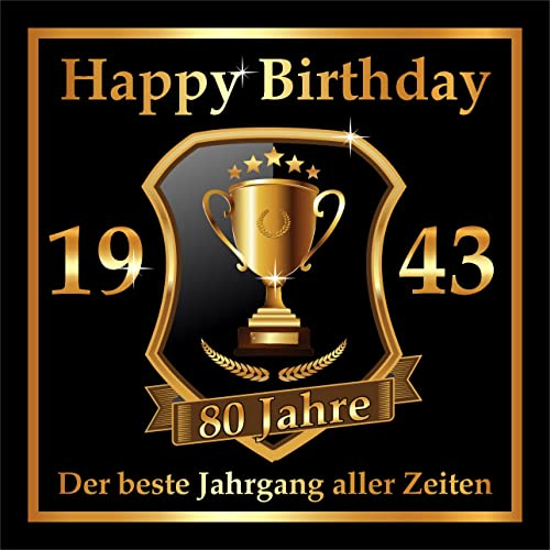 3 St. Aufkleber zum 80. Geburtstag: 1945 der beste Jahrgang aller Zeiten - Selbstklebendes Hochglanz Flaschen-Etikett. Original RAHMENLOS Design