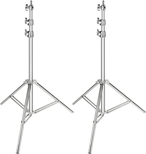 Neewer, treppiede leggero in acciaio INOX argentato, 220 cm, pieghevole e portatile, resistente, supporto per Softbox, riflettore e altre apparecchiature fotografiche (confezione da 2)