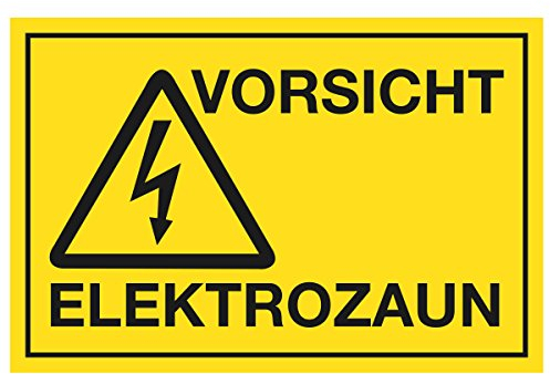 WANDKINGS Hinweisschild - Vorsicht Elektrozaun - stabile Aluminium Verbundplatte - Wähle eine Größe - 20x15 cm