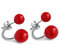 YAXUN Damen Rote Ohrringe 925 Sterling Silber Ohrstecker Halbrund Doppel Rot Natürliche Korallen Perlen Ohrringe Modeschmuck Für Frauen Mädchen