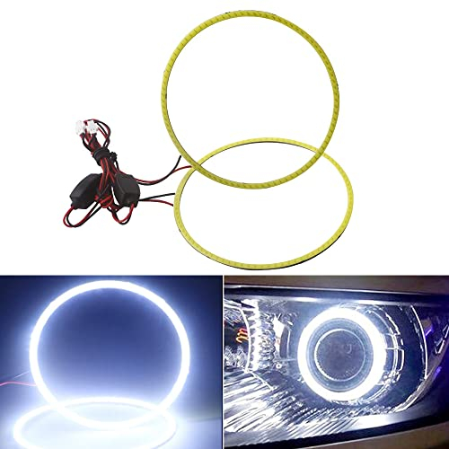 Qasim Halo Ring Coche Angel Eyes Anillo de Halo de Luz COB 120mm 93smd Lámpara Faro blanco 12V 24V no Polaridad Constante(paquete de 2)