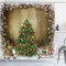 ABAKUHAUS Weihnachten Duschvorhang, Pine Tree Presents, Stoffliches Gewebe Badezimmerdekorationsset mit Haken, 175 x 180 cm, Braun Grün