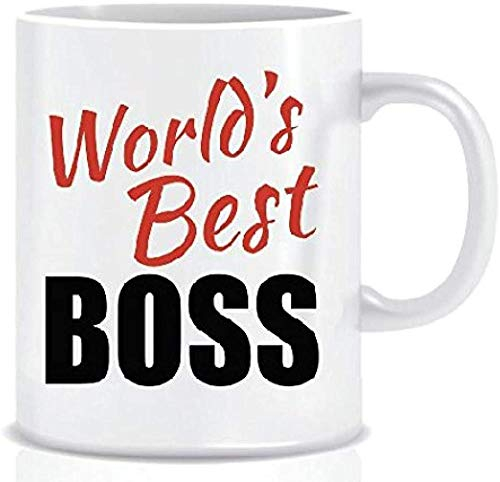 Said World S Best Boss - Tazza da caffè con scritta in inglese Best Boss, in confezione regalo, 301-400 ml, colore: bianco