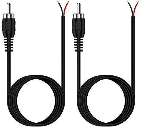 Lot de 2 Câbles Audio RCA vers Fil Nu, 20 AWG, 2 m, Connecteur Jack Mâle RCA vers Câble Nu à Extrémité Ouverte pour Réparation
