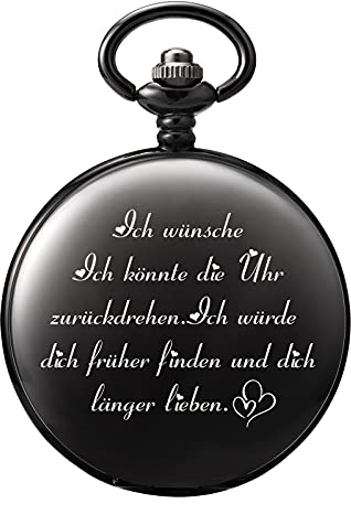 TREEWETO Taschenuhr für Ehemann Geliebte Freund, Taschenuhren mit Kette für Herren, Geschenk zum Jahrestag, schönes Geschenk für Familie