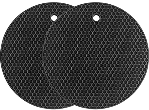 Silikon-Untersetzer, Mehrzweck-Trockenuntersetzer, hitzebeständig bis 240 °C, Topflappen, wasserdicht, (2er-Set), rutschfest, flexibel, langlebig, spülmaschinenfest (schwarz)