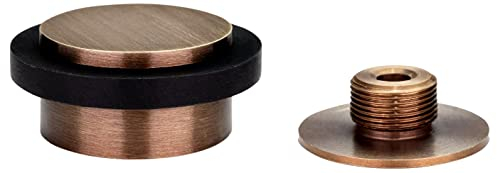 EVI Herrajes, Adhesive Door Stop with Threaded Base, Matte Brass, Black Rubber, Ref I-203/35x19-DUAL-CU, I-203/35X19DUAL-CU