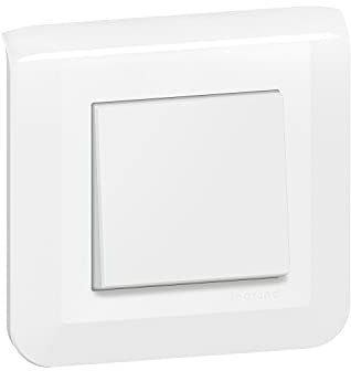 Legrand - Poussoir simple Mosaic 6A blanc complet avec plaque et fixation à griffes