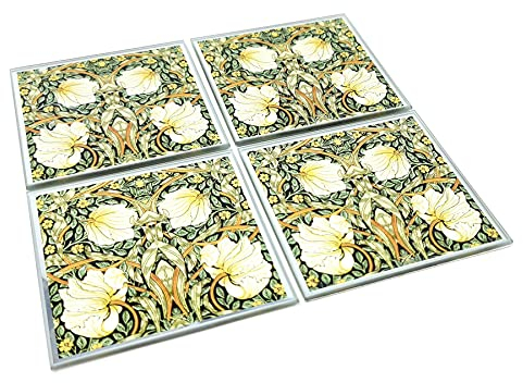 The Leonardo Collection William Morris Pimpernell Untersetzer aus Glas, Blumenmuster, 4 Stück