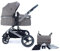 Pixini Neyla Kombi Kinderwagen mit Stoffwanne/Buggy/Wickeltasche/Getränkehalter/Regenplane/Mückennetz/Wickelauflage (chrom/braun)
