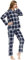 MoFiz Pyjama Femme Coton Ensemble de Pyjama Carreaux Vêtements de Nuit Boutonné à Manches Longues Pantalon avec Poches L