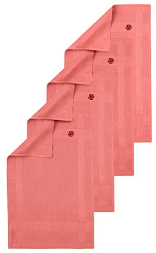 ROSELINE Mikrofaser Handtücher Küchentücher für den täglichen Einsatz Saugstarke & fusselfreie Geschirrtücher Putzlappen 4er Putztücher Set 42 x 68 cm (Rot)