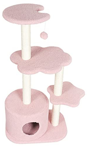 Lavendre Gatos Árbol Torre Condominio Rascador Gatos Escalada Torre Mascotas Gatos Árbol Juguete con Pelota Gatos Saltando Juguetes Gatos Muebles (Rosa)
