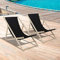 Jiubiaz 2 Set Liegestuhl Premium aus Holz, Liegestuhl Relaxliege, Sonnenliege für Erwachsene, Strandstuhl mit modernem Design, Klappbar für Garten und Balkon - Schwarz