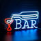 Barra azul con luz de neón de copa de vino, letrero de pared de neón led, letreros de neón USB para bar en casa, pub, karaoke, bistró, club nocturno, decoración de pared, bar, fiesta, boda de Navidad