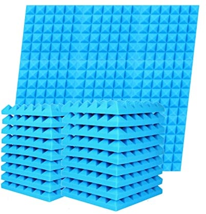 Acoustic Sound Proofing Foam Panels: 12 Pack Acoustic Foam Panels with Double Sided Tape - 2X12X12 Fireproof Sound Proofing Panels for Wall Recording Studio Office Home