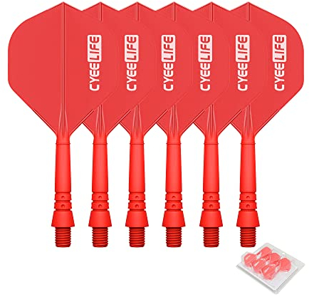 CyeeLife Dart Schäfte und Flights aus einem Stück,2BA Dartpfeile Zubehör Rot CF02