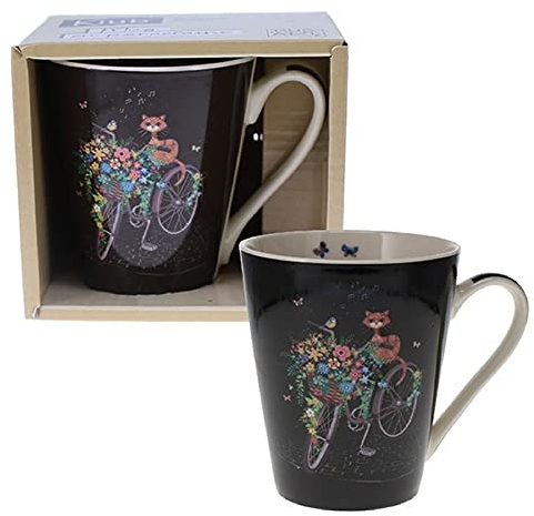 KIUB : mug conique 350 ml + boite ouverte bug art jewels chat velo