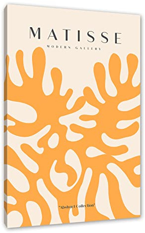 Pixxprint Matisse Modern Gallery - Korallen Orange als, Größe: 100x70cm, Leinwandbild, fertig gespannt, Wandbild, Dekoration, Kunstdruck, kein Poster