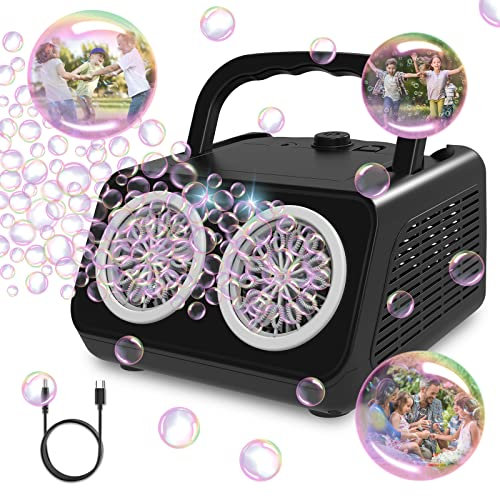 Panacare Machine à Bulles Professionnelle, Portable 20000+Bulles/Minute, 26 trous Gratuite Incluse, Jouet pour Enfants/Mariage/Anniversaire/fête de Noël