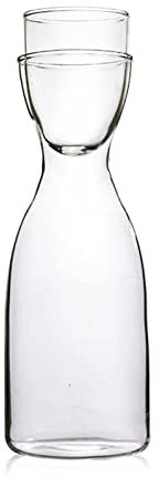 BestAlice 1 paquete de jarra de agua y vidrio para mesita de noche, 20 onzas/600 ml, jarra de vidrio vintage con vaso de cristal, jarra de agua de jugo de vidrio transparente