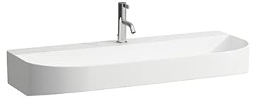 Laufen Sonar Aufsatzwaschtisch, 1 Hahnloch, ohne Überlauf, 1000x420mm, geschliffen, H816347, Farbe: Weiß matt