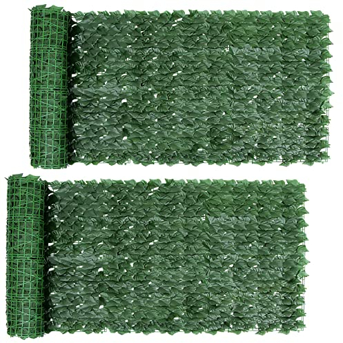 FUOBECIE Lot de 2 panneaux de clôture en lierre artificiel avec feuilles artificielles, rouleau de treillis d'intimité pour balcon, jardin, décoration murale (1 x 3 m)